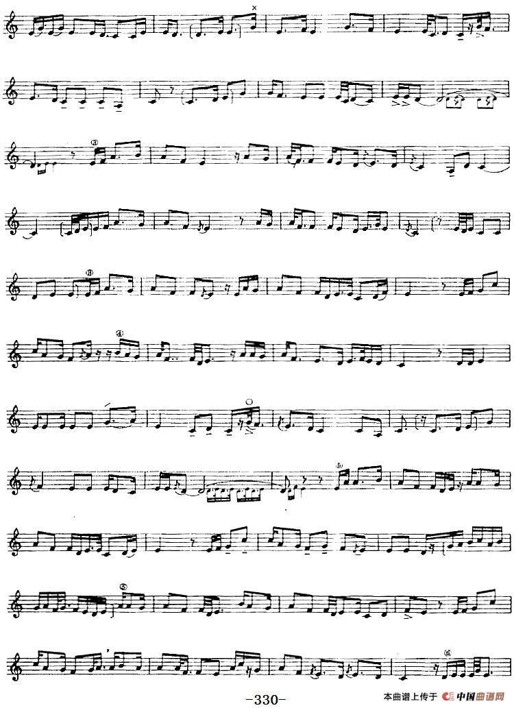 十二木卡姆：Ⅶ 埃介姆木卡姆 327——336（主旋律谱）