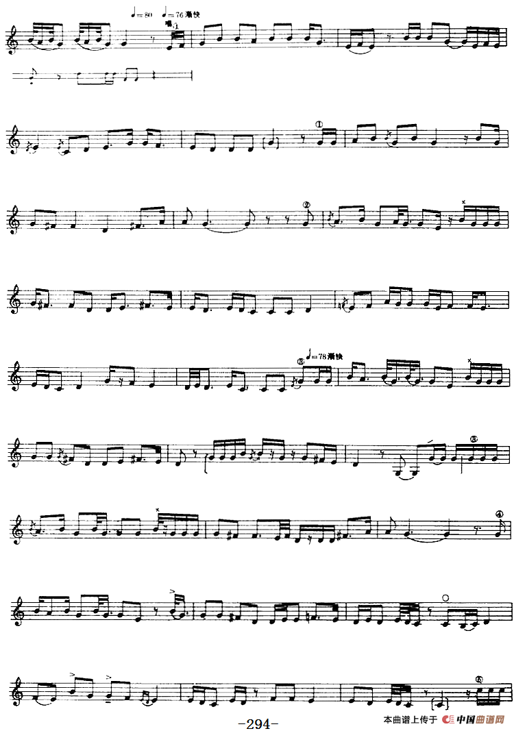 十二木卡姆：Ⅵ 乌扎勒木卡姆 287——297（主旋律谱）