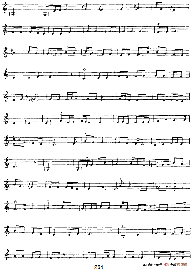 十二木卡姆：Ⅵ 乌扎勒木卡姆 276——286（主旋律谱）