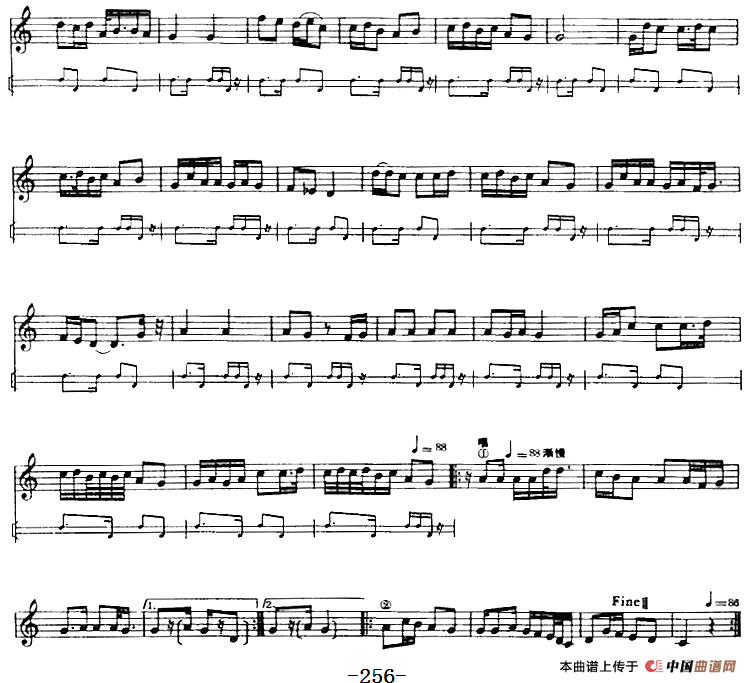 十二木卡姆：Ⅴ 潘吉尕木卡姆 255——264（主旋律谱）