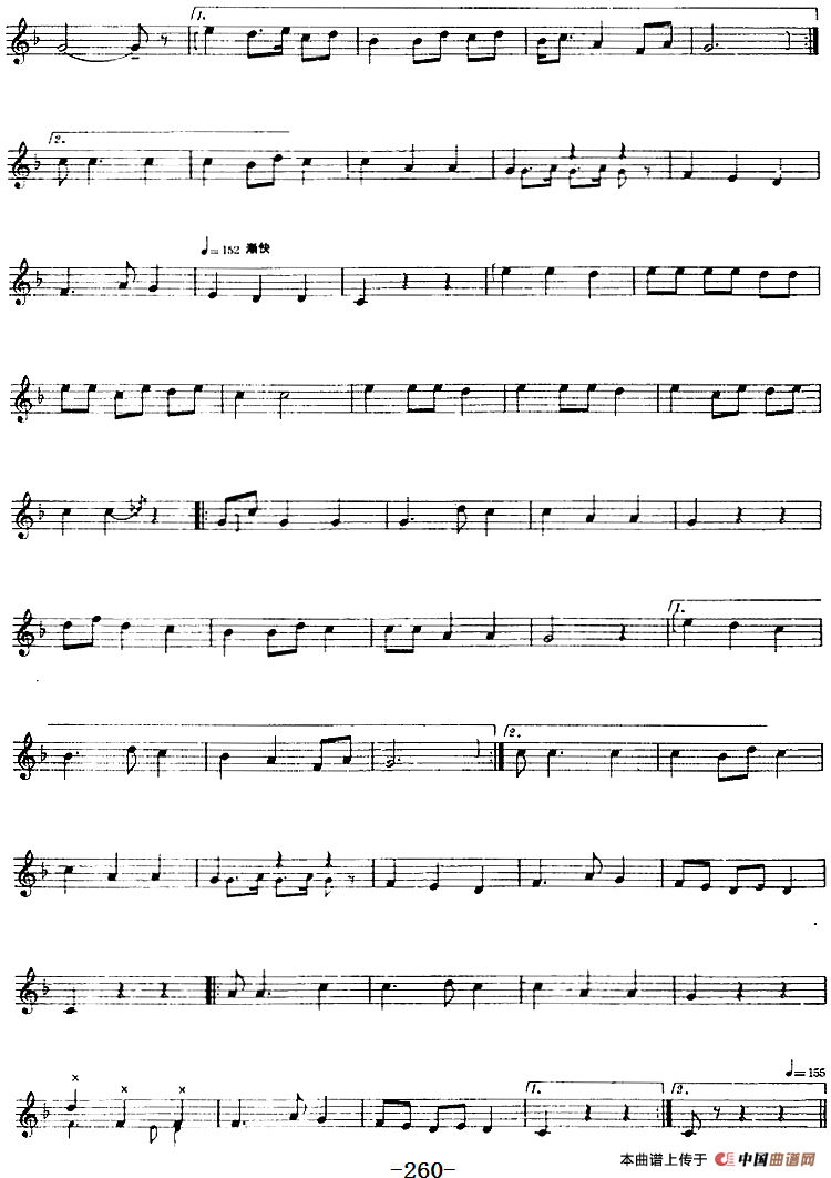 十二木卡姆：Ⅴ 潘吉尕木卡姆 255——264（主旋律谱）