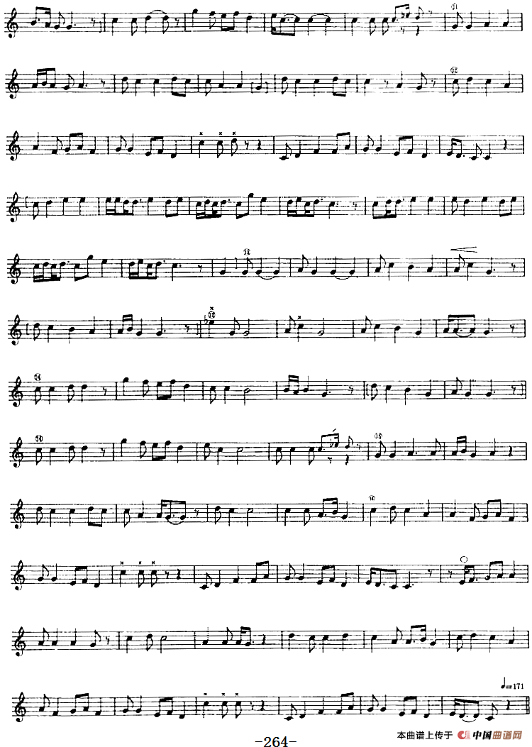 十二木卡姆：Ⅴ 潘吉尕木卡姆 255——264（主旋律谱）