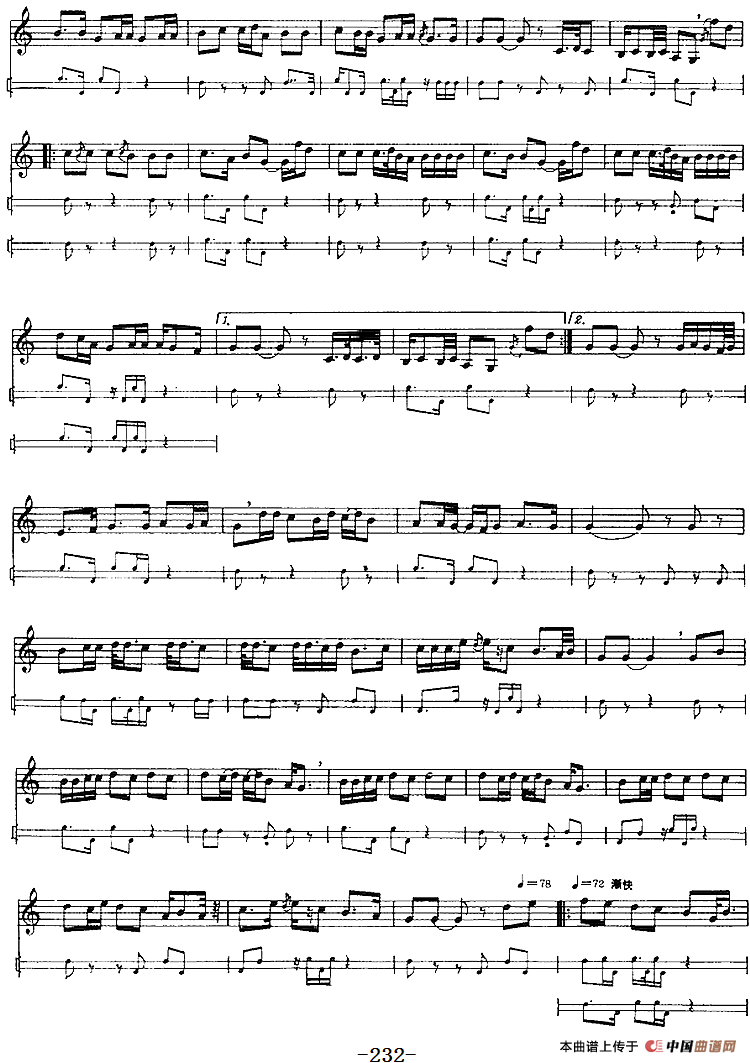 十二木卡姆：Ⅴ 潘吉尕木卡姆 223——233（主旋律谱）