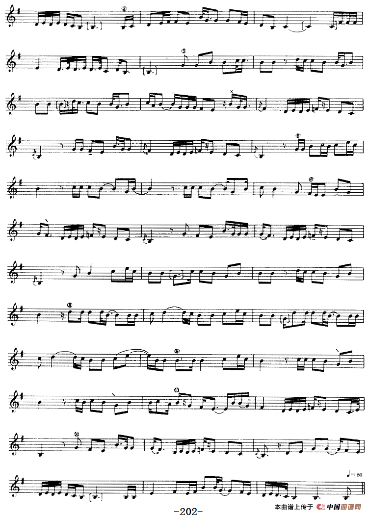 十二木卡姆：Ⅳ 恰尔尕木卡姆 195——205（主旋律谱）