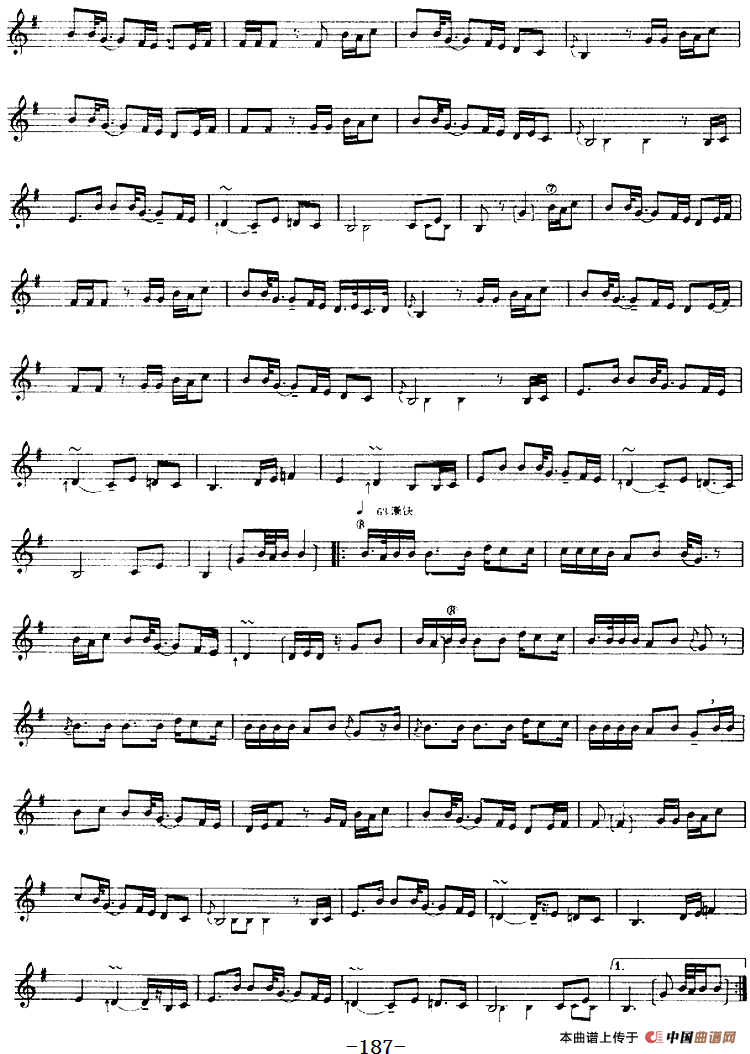 十二木卡姆：Ⅳ 恰尔尕木卡姆 184——194（主旋律谱）