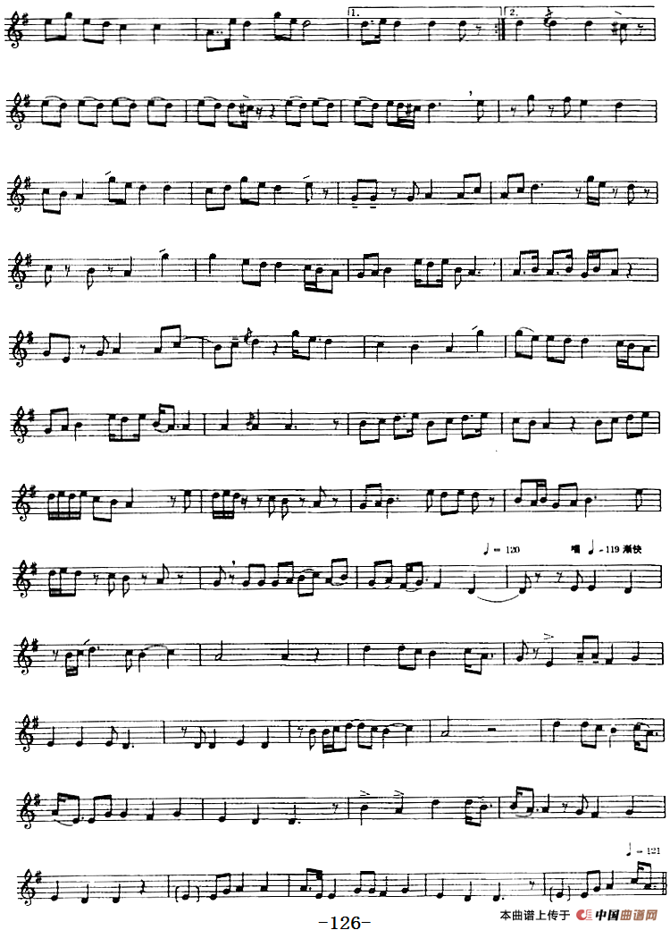 十二木卡姆：Ⅲ 木夏乌热克木卡姆 115——126（主旋律谱）