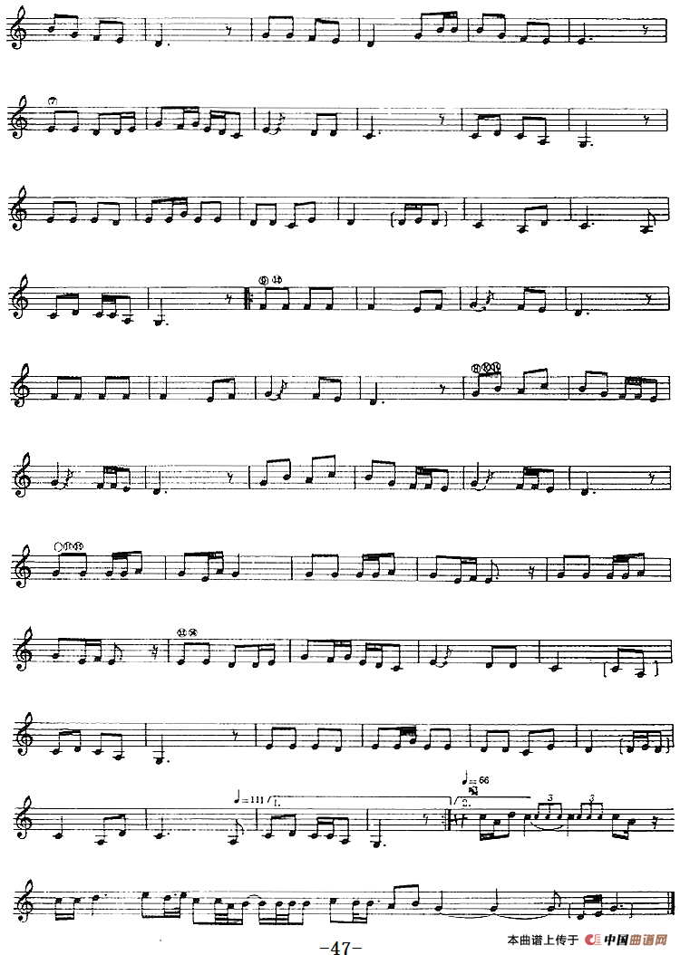 十二木卡姆：Ⅰ 拉克木卡姆 43——47（主旋律谱）