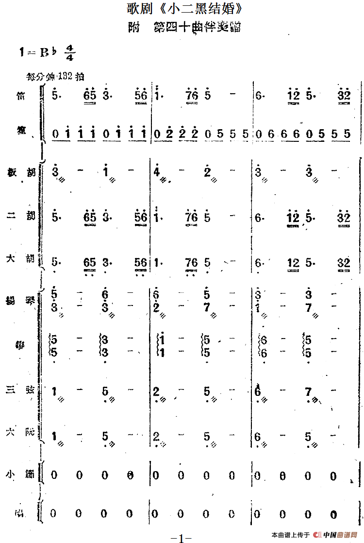 歌剧《小二黑结婚》第四十曲 红花绿叶开不败（民乐合奏总谱）
