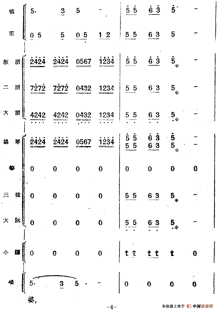 歌剧《小二黑结婚》第四十曲 红花绿叶开不败（民乐合奏总谱）