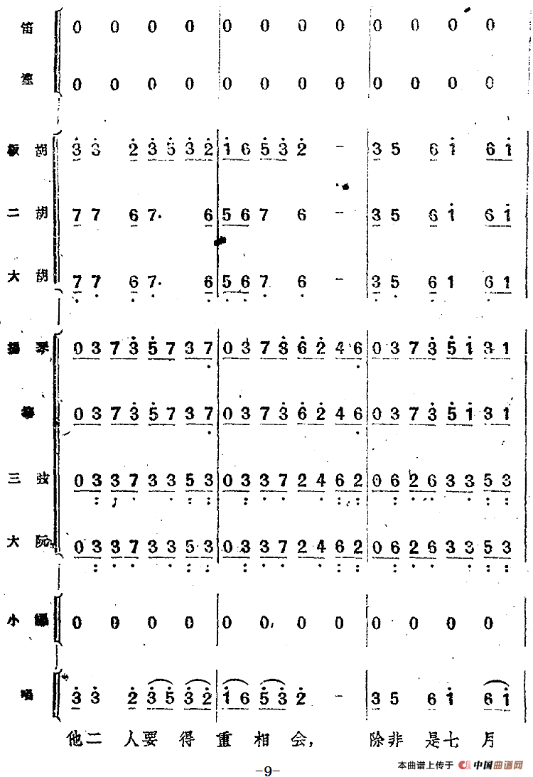 歌剧《小二黑结婚》第四十曲 红花绿叶开不败（民乐合奏总谱）