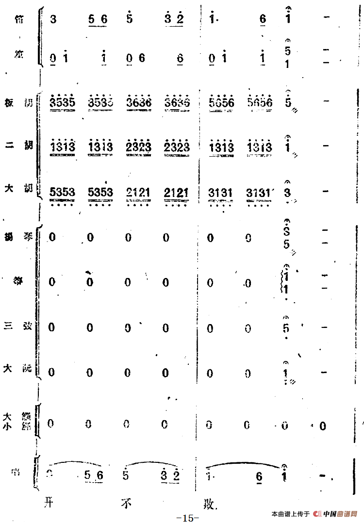 歌剧《小二黑结婚》第四十曲 红花绿叶开不败（民乐合奏总谱）