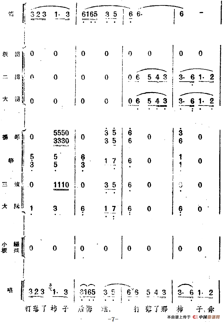 歌剧《小二黑结婚》第二曲 树上的柿子圆又圆（民乐合奏总谱）