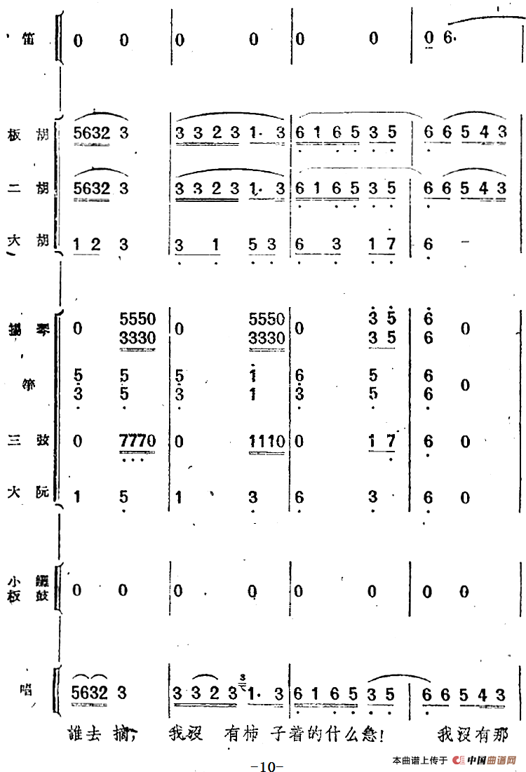 歌剧《小二黑结婚》第二曲 树上的柿子圆又圆（民乐合奏总谱）