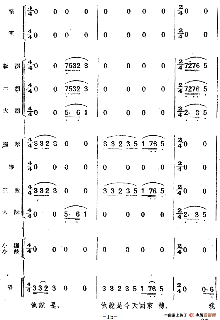 歌剧《小二黑结婚》第一曲 为什么二黑哥还不回还（民乐合奏总谱）