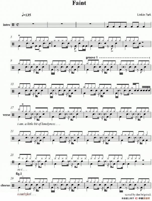 爵士鼓谱：Linkin Park - faint
