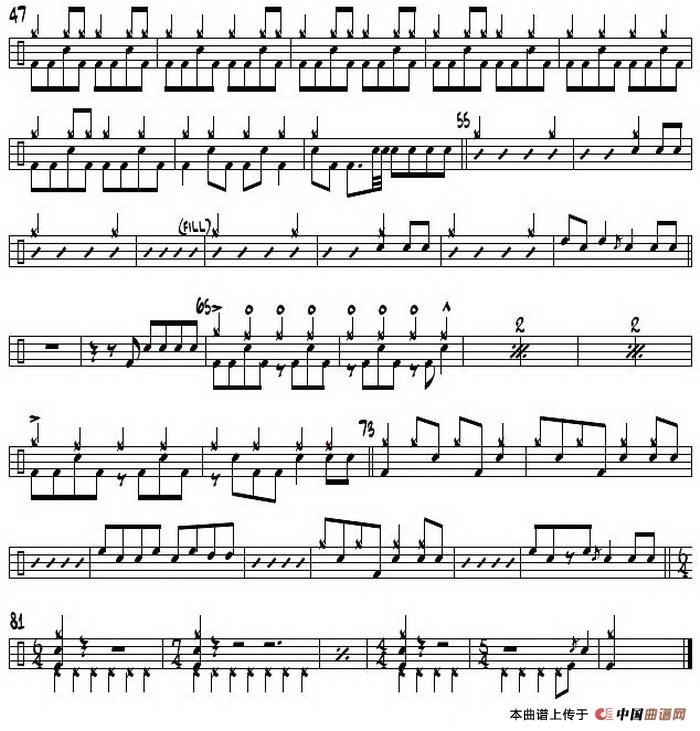 架子鼓谱： Rock - Stop Look And Listen