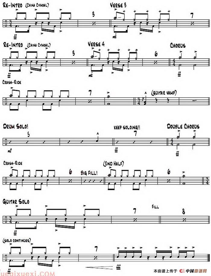 架子鼓谱： Rock - Submarine