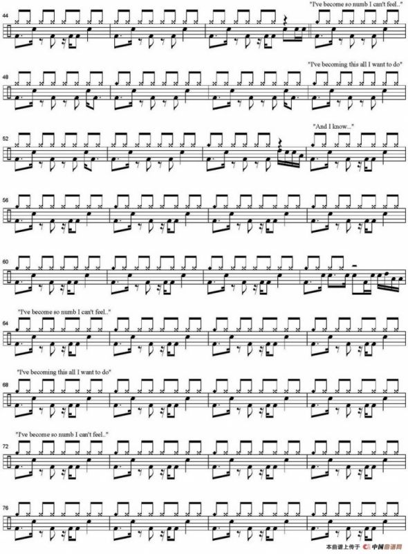 爵士鼓谱：Numb Linkin Park