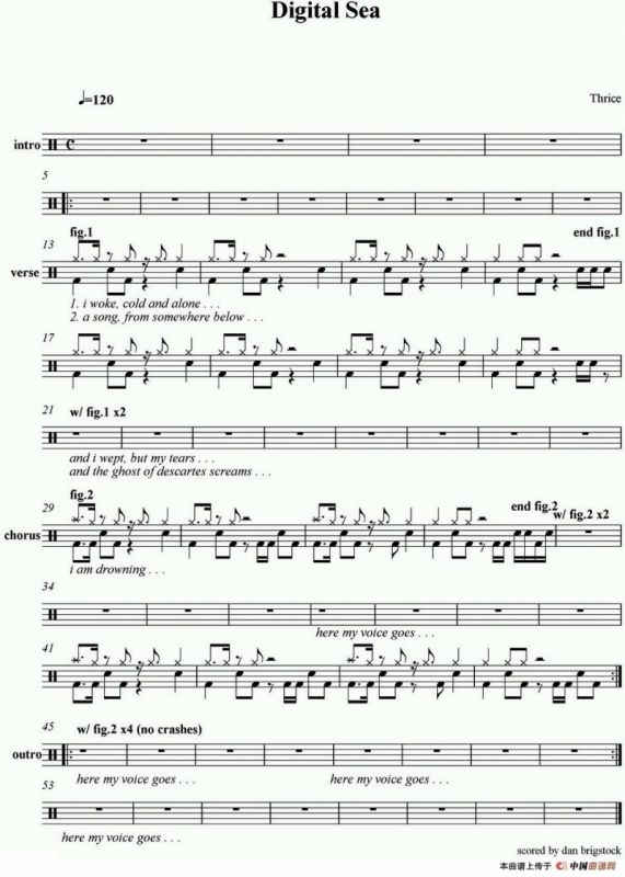 爵士鼓谱：Thrice - Digital Sea