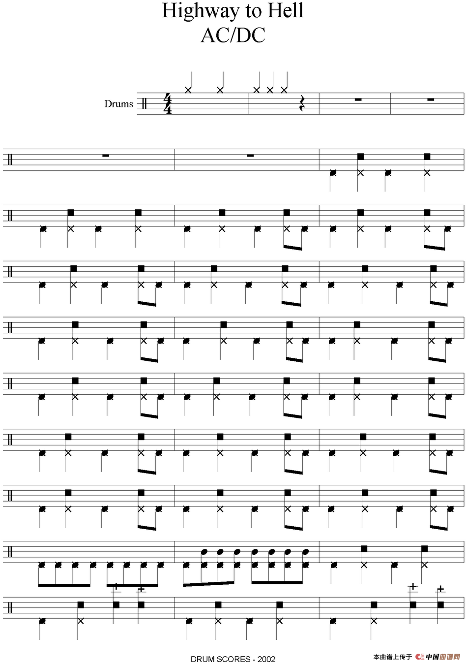 爵士鼓谱：AcDc - Highway to hell