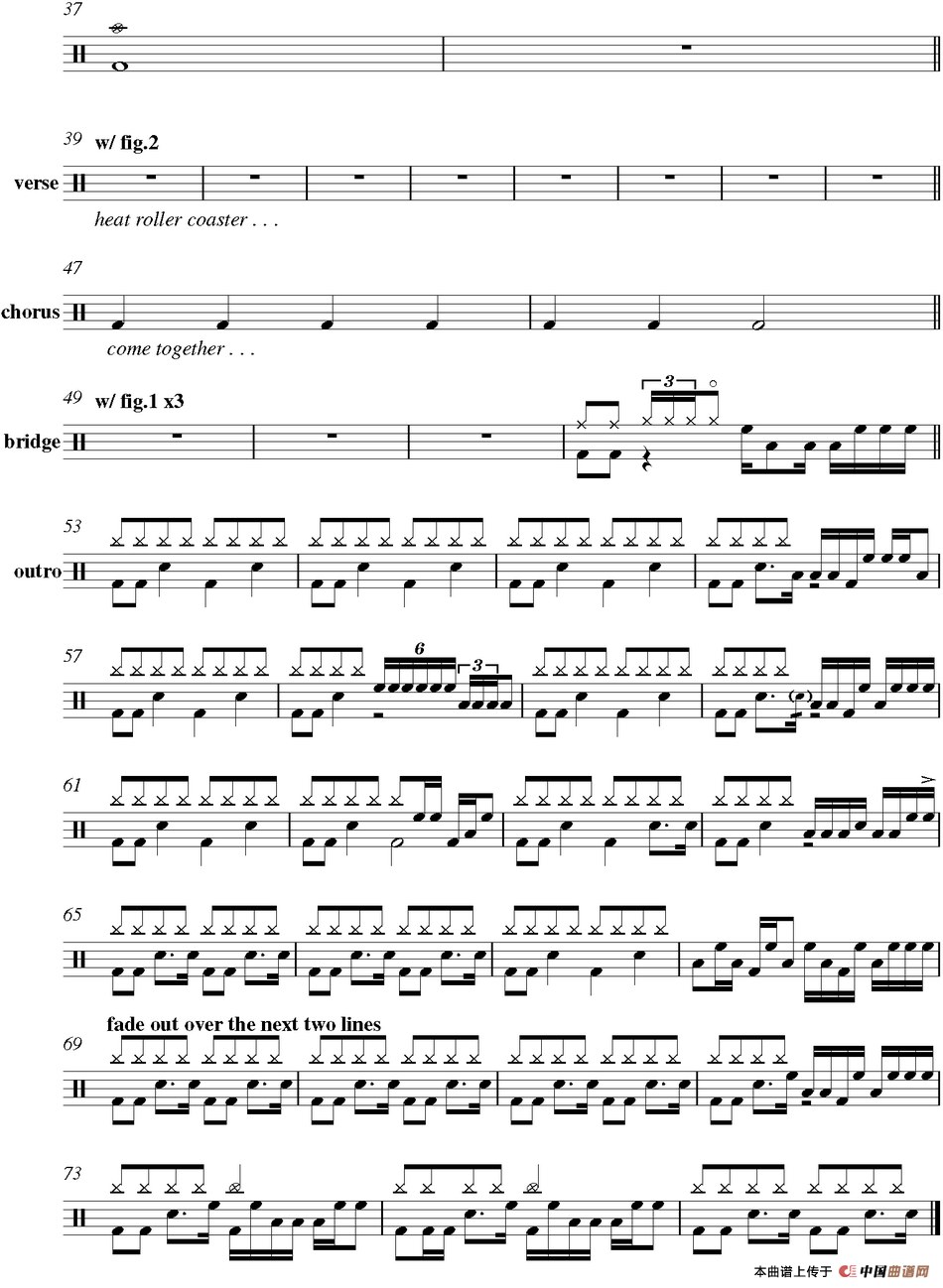 爵士鼓谱：Beatles - Come together