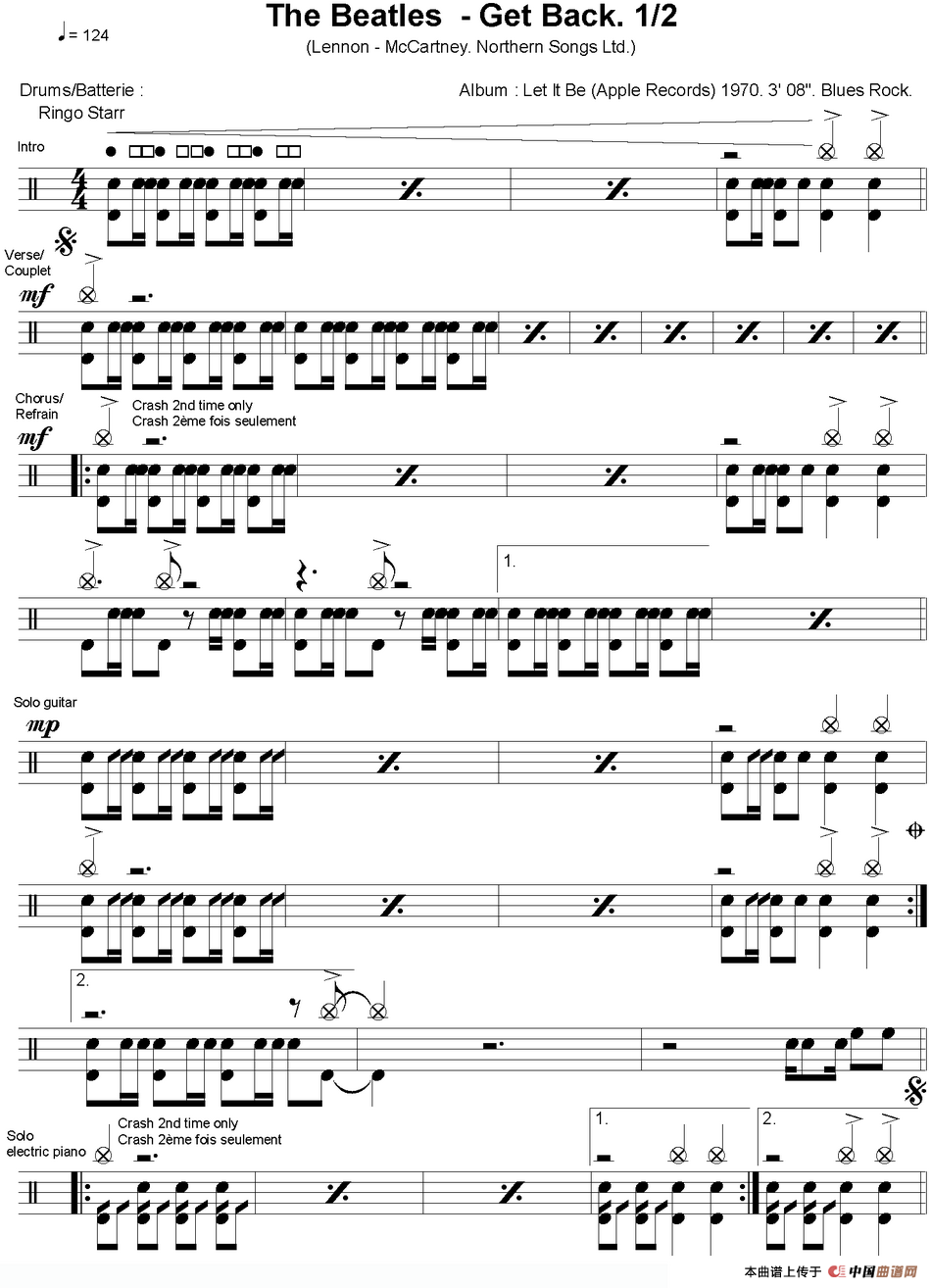 爵士鼓谱：Beatles - Get back