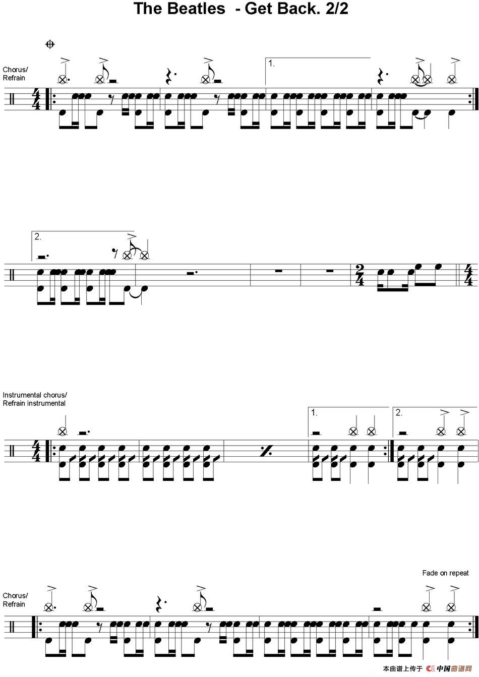 爵士鼓谱：Beatles - Get back