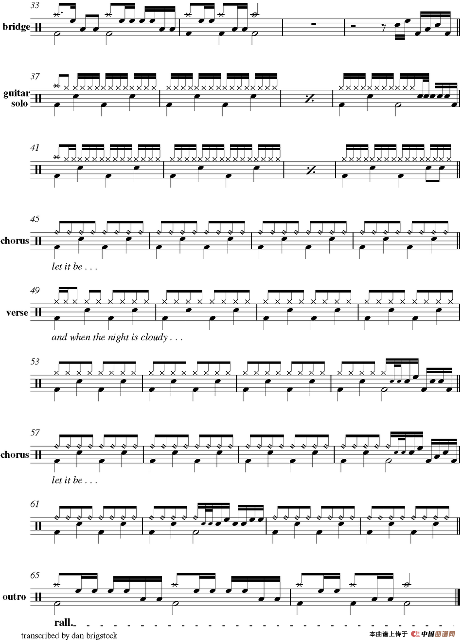 爵士鼓谱：Beatles - Let it be