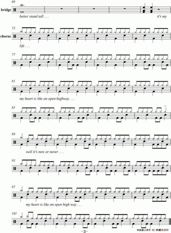 爵士鼓谱：Bon Jovi - Its my life