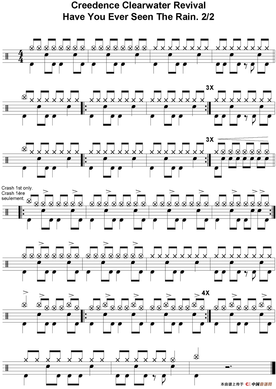 爵士鼓谱：Creedence Clearwater Revival - Have you ever seen the rain