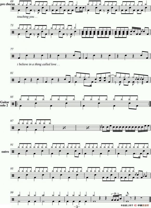 爵士鼓谱：Darkness - I believe in a thing called love