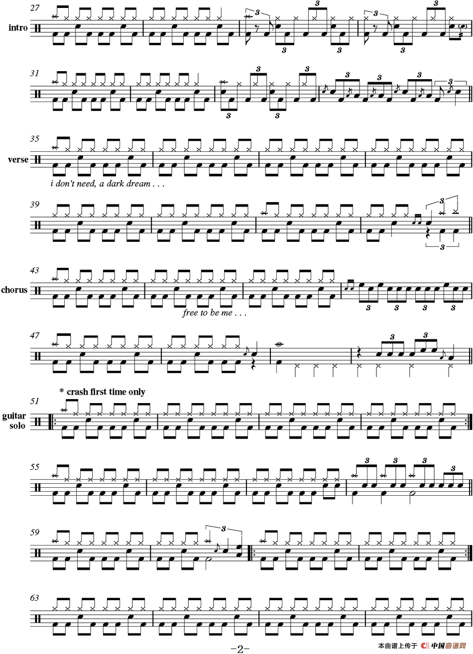 爵士鼓谱：Deep Purple - Black night