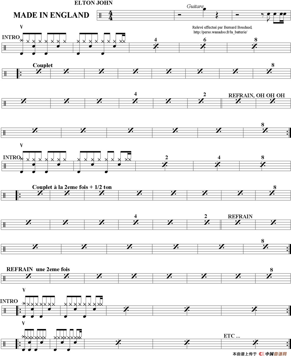 爵士鼓谱：Elton John - Made in England