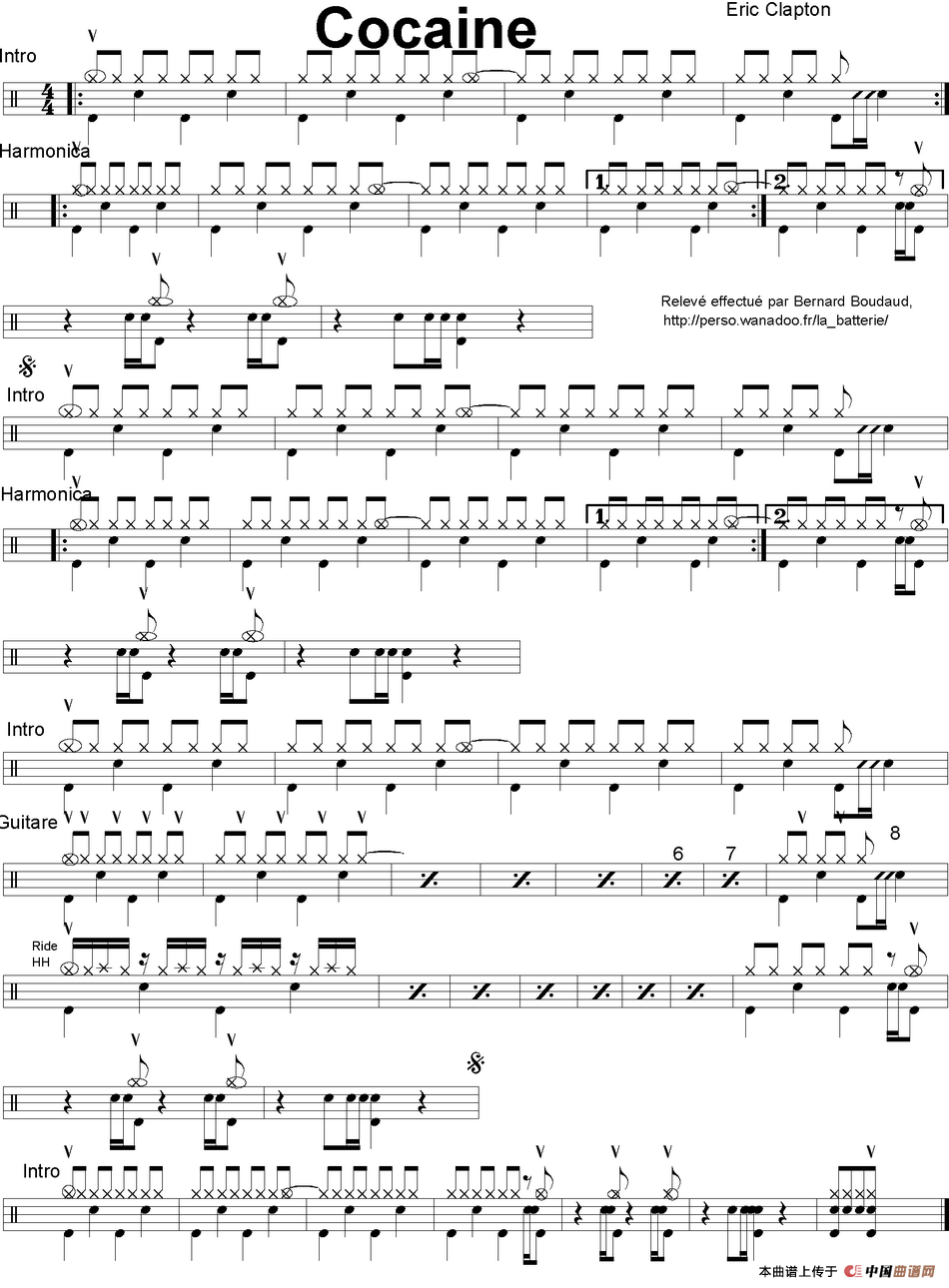 爵士鼓谱：Eric Clapton - Cocaine