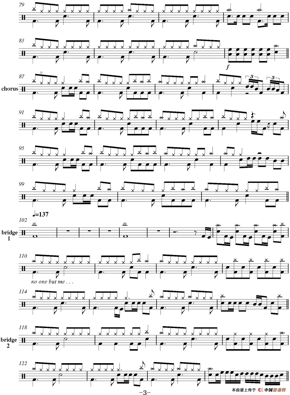 爵士鼓谱：Metallica-fade to black