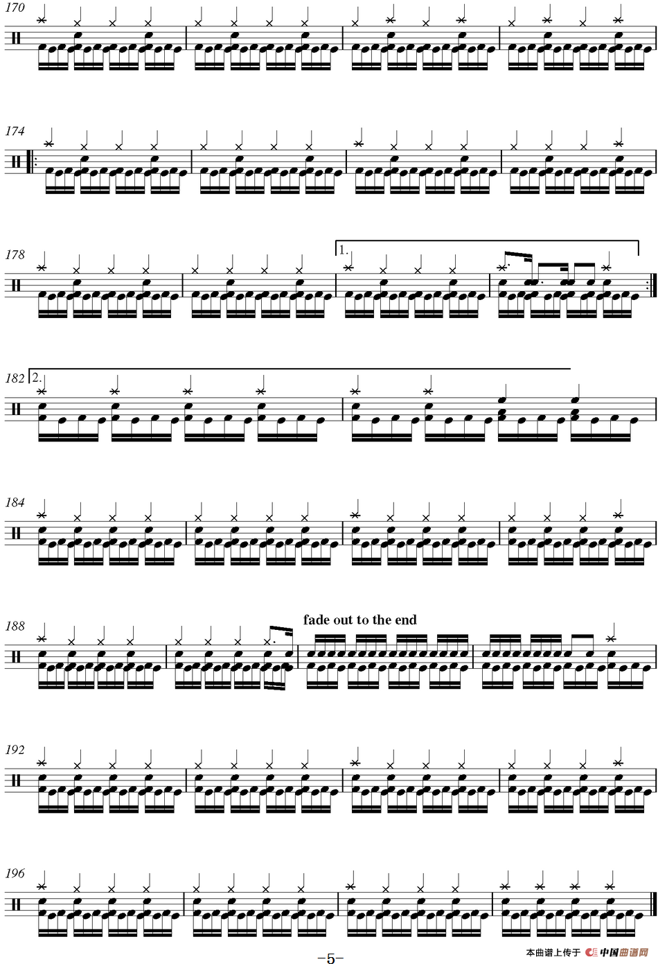 爵士鼓谱：Metallica-fade to black