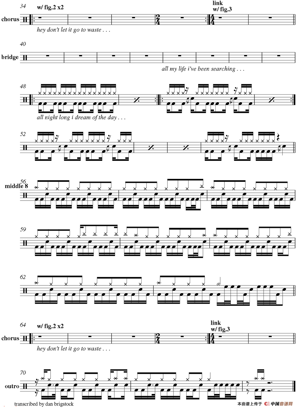 爵士鼓谱：Foo Fighters - All my life