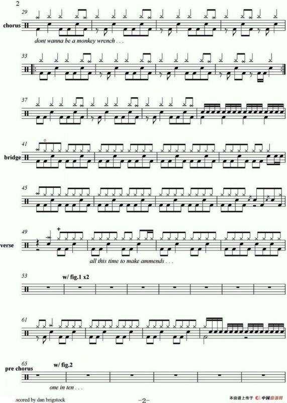 爵士鼓谱：Foo Fighters-Monkey wrench