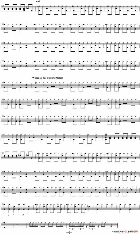 爵士鼓谱：Guns n Roses - Sweet child of mine