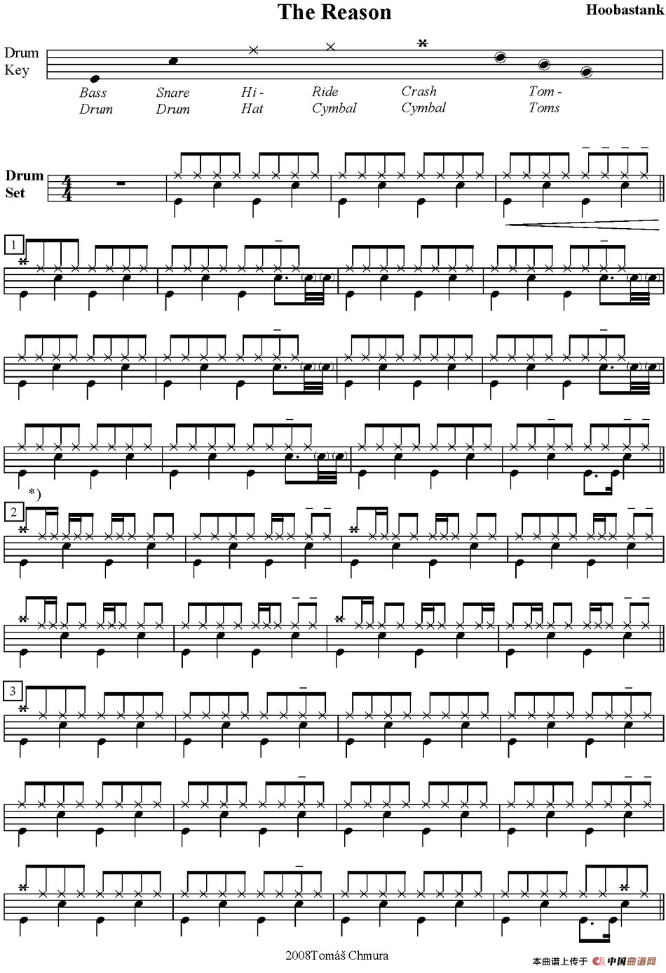 爵士鼓谱：Hoobastank - The reason