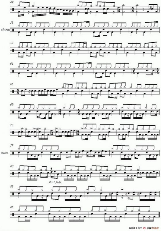 爵士鼓谱：Metallica - The Unforgiven