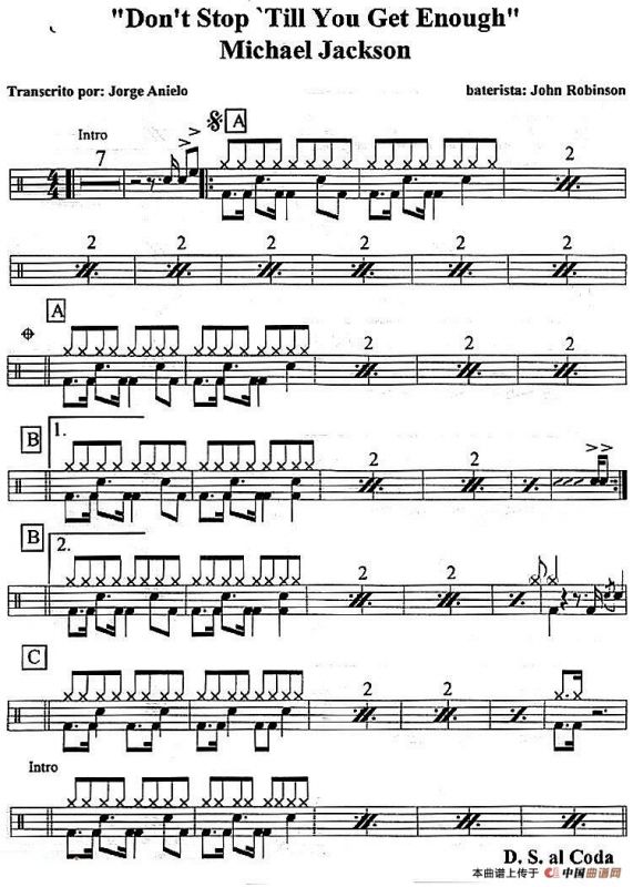 爵士鼓谱：Michael Jackson - Dont stop till you get enough