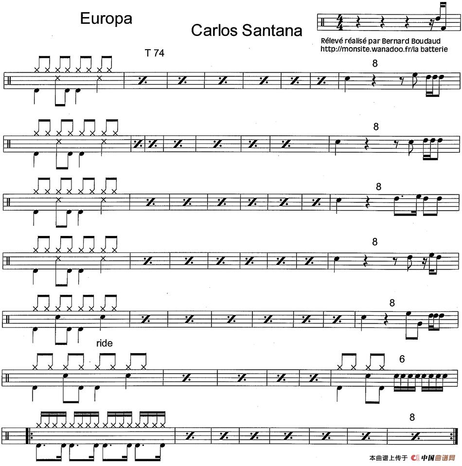 爵士鼓谱：Santana - Europa