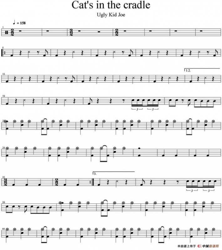 爵士鼓谱：Ugly Kid Joe - Cats in the cradle