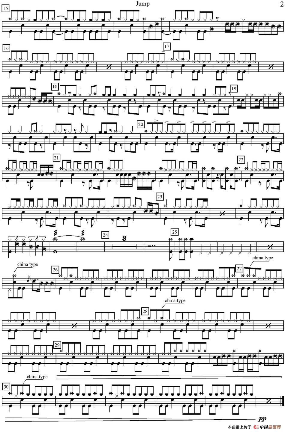 爵士鼓谱：Van Halen - Jump