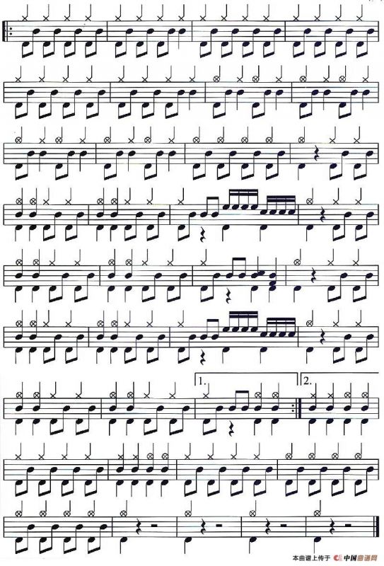 架子鼓谱：应用乐曲集《奥芬巴赫序曲》