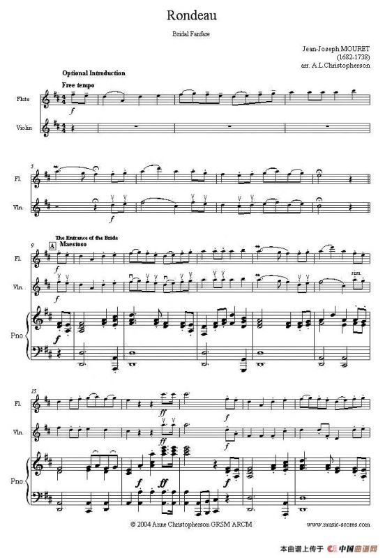 Rondeau（鼓号回旋曲）（小提琴+长笛+钢琴伴奏，二重奏）