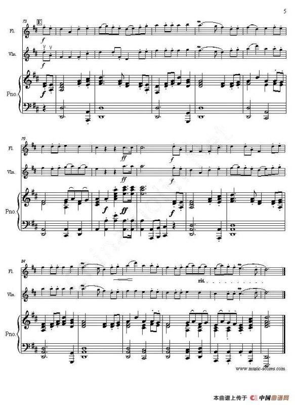 Rondeau（鼓号回旋曲）（小提琴+长笛+钢琴伴奏，二重奏）