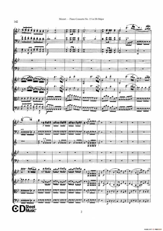 Piano Concerto No.15 in Bb Major K.450 - Full Score （降B大调钢琴协奏曲总谱）