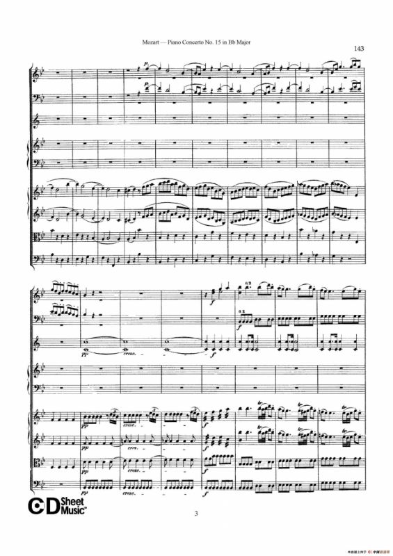 Piano Concerto No.15 in Bb Major K.450 - Full Score （降B大调钢琴协奏曲总谱）